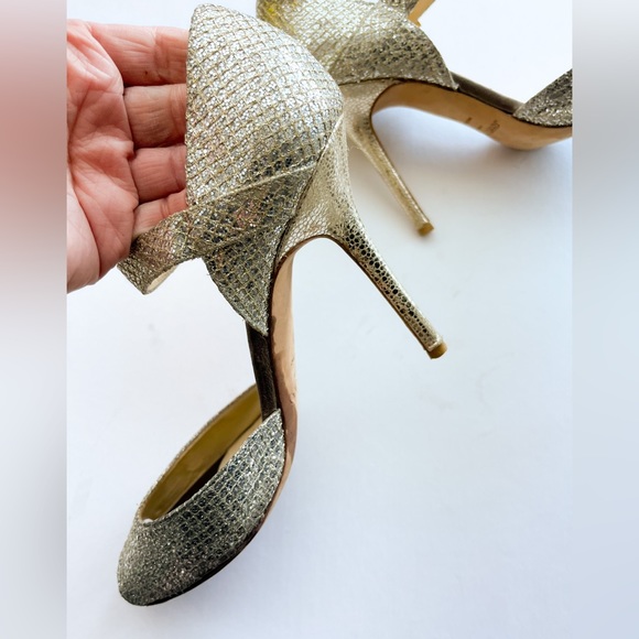 Jimmy Choo champagne silver glitter lace Mary Janes - Picture 3 of 4